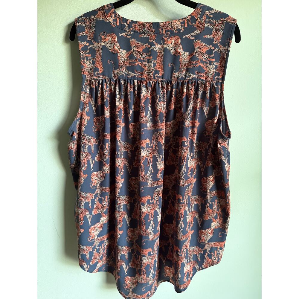 EVRI | Leopard Print Sleeveless Blouse Pink Cheetah Tunic Top Plus Size 1X - Picture 4 of 4